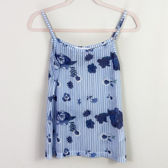 Anne Fontaine Tops - Anne Fontaine Blue Floral Sleeveless Prune Camisole Tank Top size 40 US 6-8